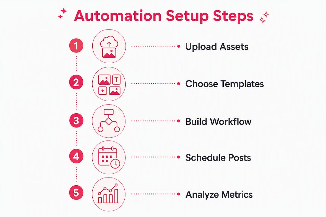 Infographic illustrating marketing automation setup steps