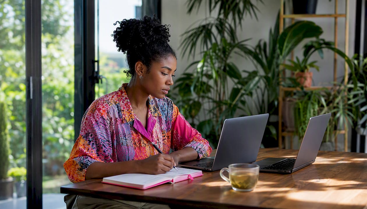 Social media manager comparing digital design tools