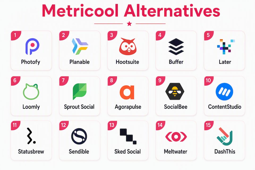 Infographic showing ranked Metricool alternatives