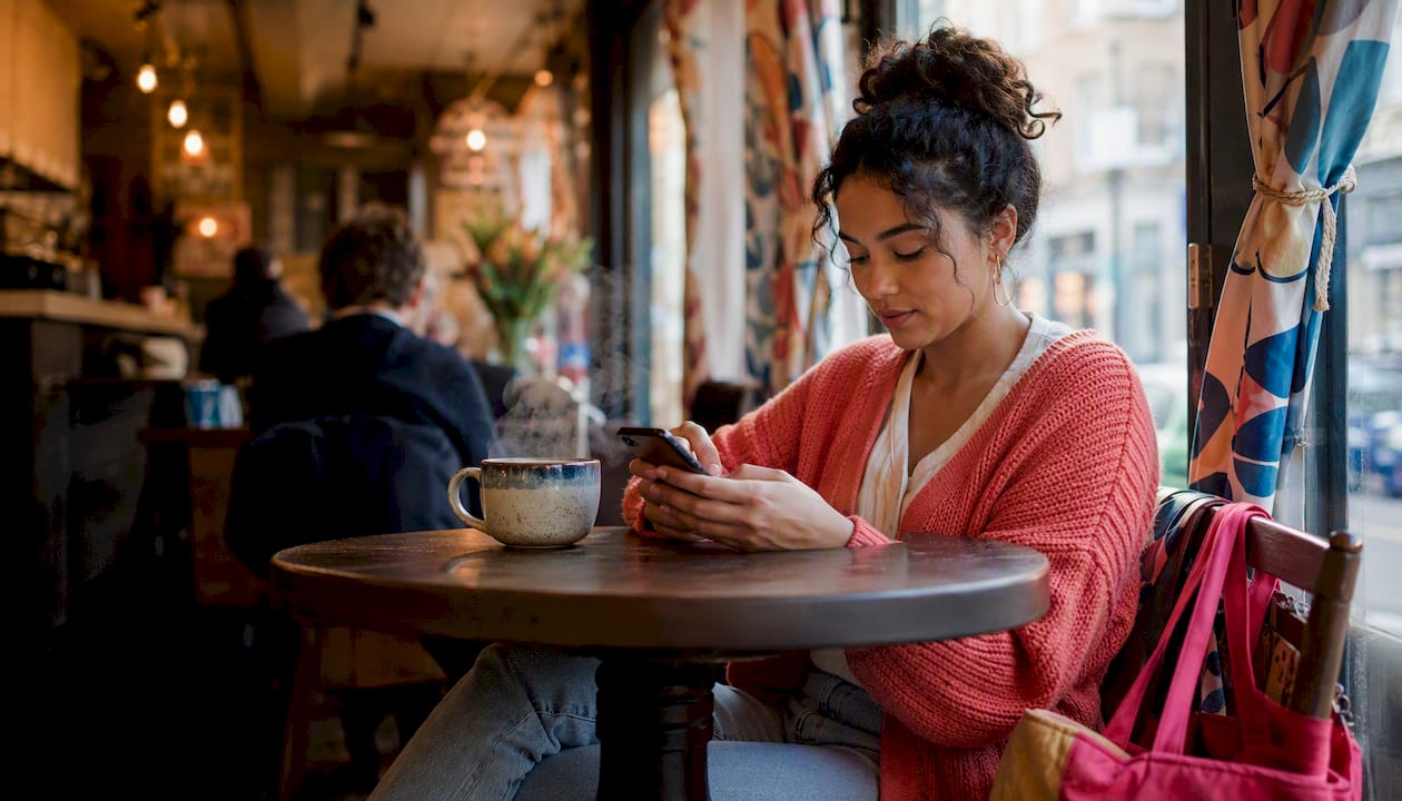 Woman scheduling Instagram posts on smartphone