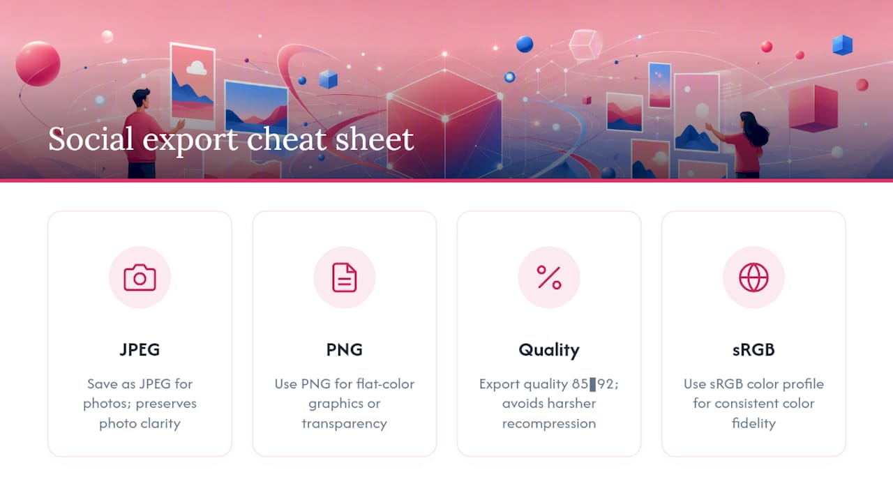 Diagram comparing image formats and export settings