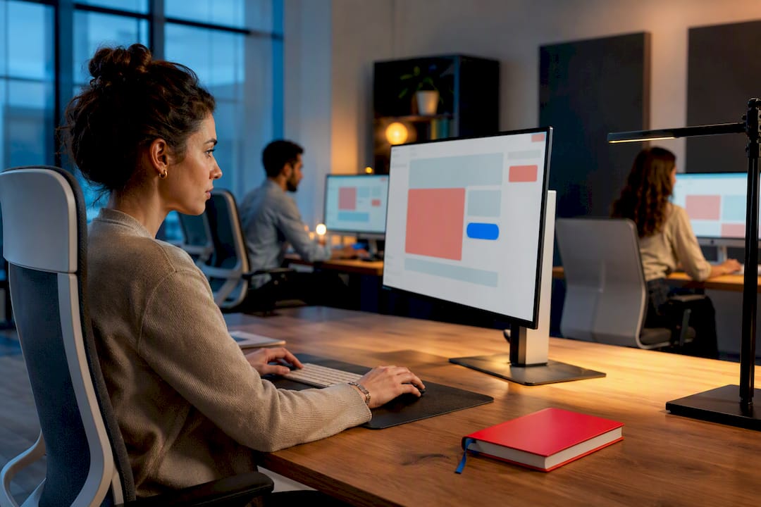 Distributed team reviewing branded marketing assets
