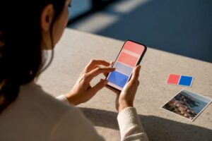 Creator editing photo text on mobile