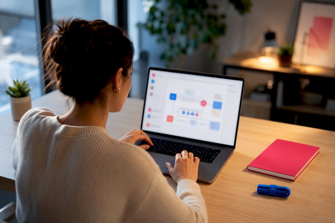 Marketer configuring social automation workflow